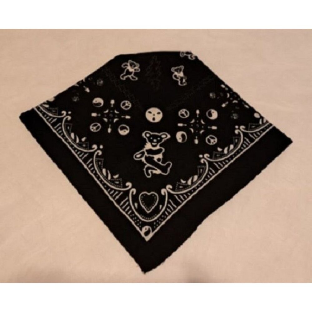 New Black Bear Skull Grateful Dead Bandana Headband Tour NWT Peace Kerchief SYF - Picture 3 of 4